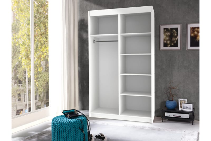 Karo Garderobe 100x60x216 cm - Hvid - Opbevaring - Tøjopbevaring - Garderobeskabe