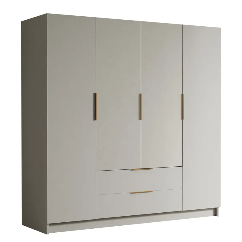 Kelros Garderobeskab 200x216 cm - Beige - Opbevaring - Tøjopbevaring - Garderobeskabe