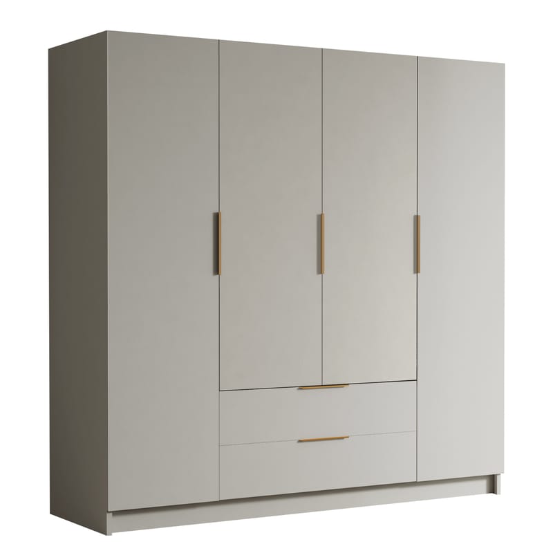 Kelros Garderobeskab 200x216 cm - Beige - Opbevaring - Tøjopbevaring - Garderobeskabe