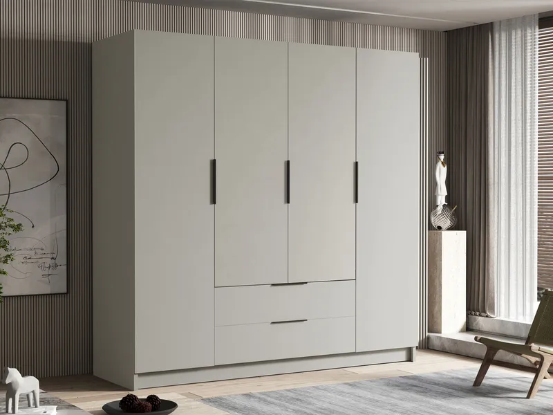 Kelros Garderobeskab 200x216 cm - Beige - Opbevaring - Tøjopbevaring - Garderobeskabe
