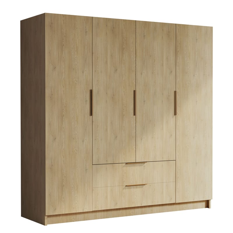 Kelros Garderobeskab 200x216 cm - Brun - Opbevaring - Tøjopbevaring - Garderobeskabe