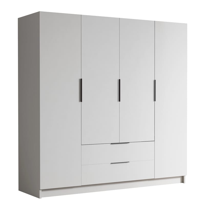 Kelros Garderobeskab 200x216 cm - Hvid - Opbevaring - Tøjopbevaring - Garderobeskabe
