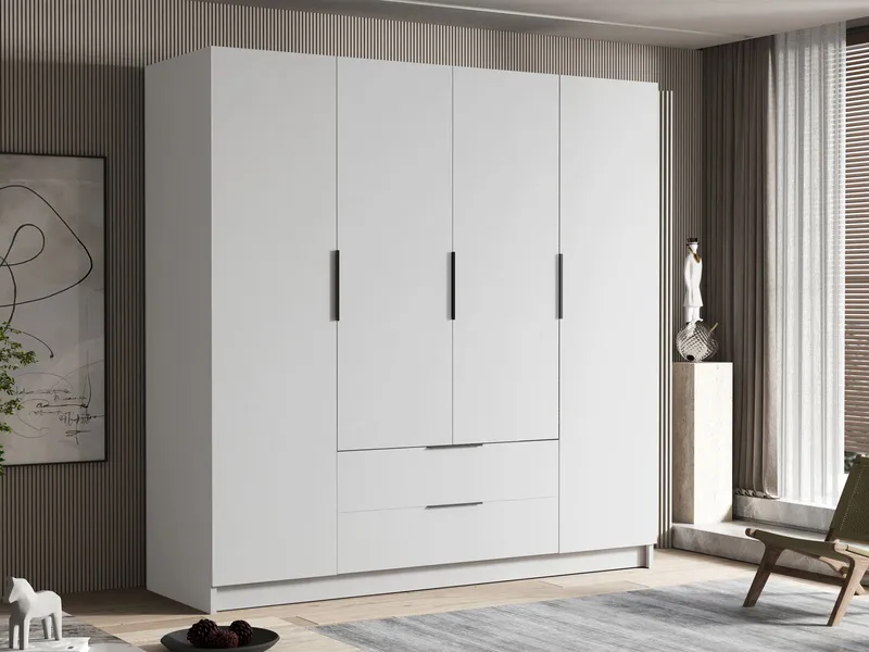 Kelros Garderobeskab 200x216 cm - Hvid - Opbevaring - Tøjopbevaring - Garderobeskabe