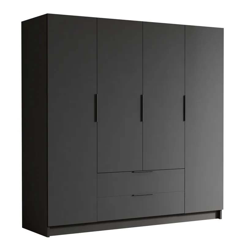 Kelros Garderobeskab 200x216 cm i Malet Træ, Sort