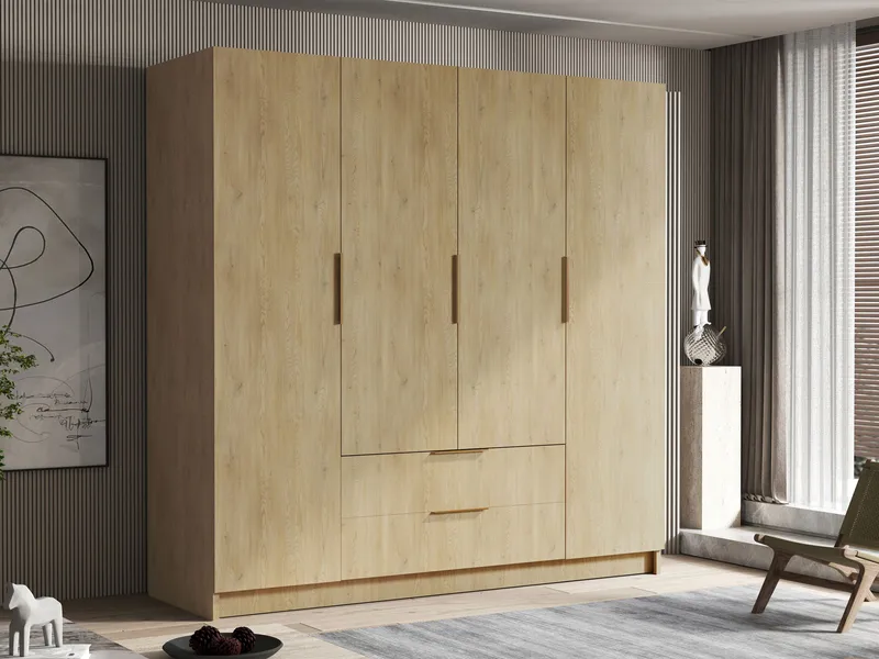Kelros Garderobeskab 200x216 cm i Træ - Beige - Opbevaring - Tøjopbevaring - Garderobeskabe