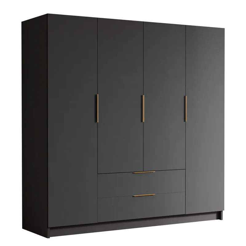 Kelros Garderobeskab 200x216 cm - Sort - Opbevaring - Tøjopbevaring - Garderobeskabe