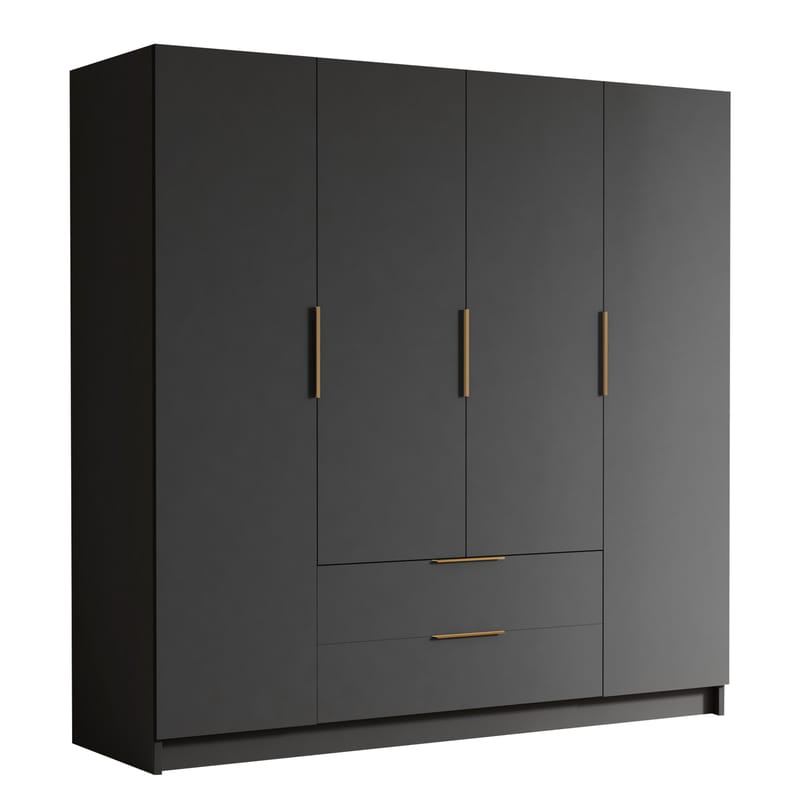 Kelros Garderobeskab 200x216 cm - Sort - Opbevaring - Tøjopbevaring - Garderobeskabe