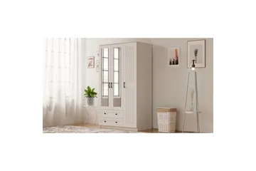 Kesra Garderobesskåp 105x184 cm - Mat Hvid - Opbevaring - Tøjopbevaring - Garderobeskabe