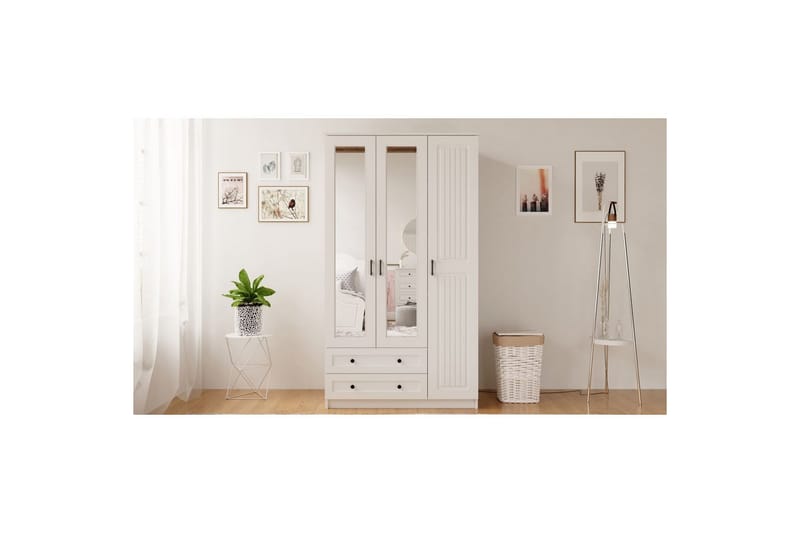 Kesra Garderobesskåp 105x184 cm - Mat Hvid - Opbevaring - Tøjopbevaring - Garderobeskabe - Garderobeskab & klædeskab