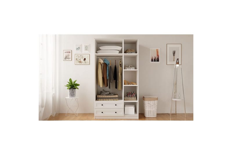 Kesra Garderobesskåp 105x184 cm - Mat Hvid - Opbevaring - Tøjopbevaring - Garderobeskabe - Garderobeskab & klædeskab