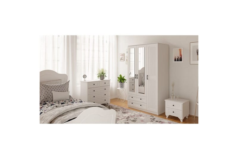 Kesra Garderobesskåp 105x184 cm - Mat Hvid - Opbevaring - Tøjopbevaring - Garderobeskabe - Garderobeskab & klædeskab