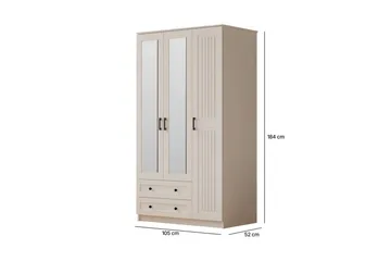 Kesra Garderobesskåp 105x184 cm - Mat Hvid - Opbevaring - Tøjopbevaring - Garderobeskabe