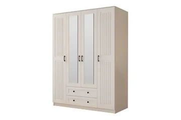 Kesra Garderobesskåp 140x184 cm - Mat Hvid - Opbevaring - Tøjopbevaring - Garderobeskabe