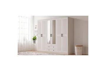 Kesra Garderobesskåp 210x184 cm - Mat Hvid - Opbevaring - Tøjopbevaring - Garderobeskabe