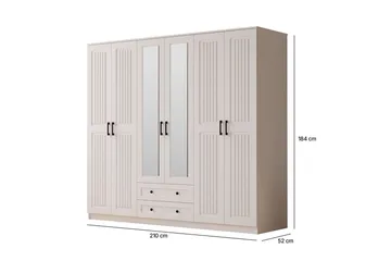 Kesra Garderobesskåp 210x184 cm - Mat Hvid - Opbevaring - Tøjopbevaring - Garderobeskabe