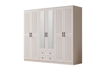 Kesra Garderobesskåp 210x184 cm - Mat Hvid - Opbevaring - Tøjopbevaring - Garderobeskabe