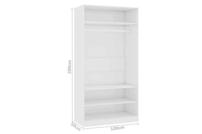 klædeskab 100 x 50 x 200 cm spånplade hvid højglans - Opbevaring - Tøjopbevaring - Garderobeskabe