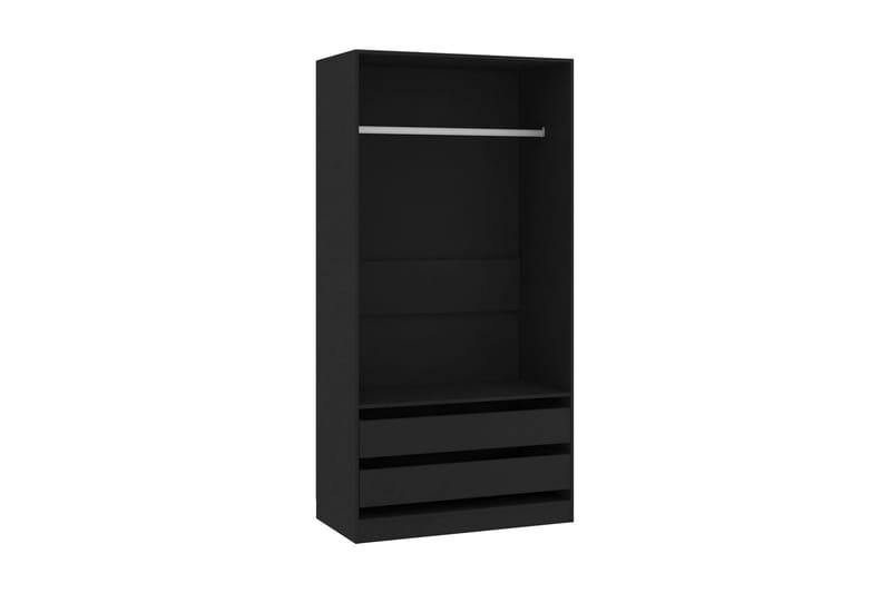 Klædeskab 100x50x200 cm Spånplade Sort - Opbevaring - Tøjopbevaring - Garderobeskabe