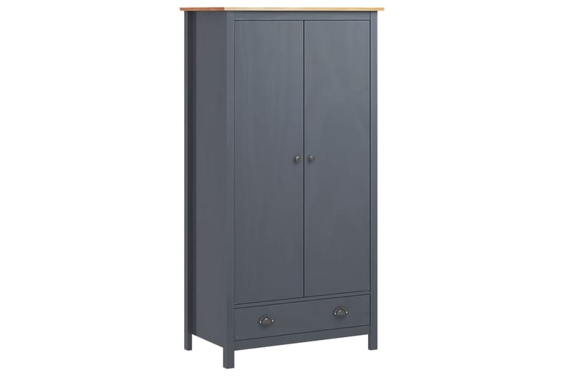Klædeskab 2 Døre Hill Range 89x50x170cm Massivt Fyrretræ Grå - Opbevaring - Tøjopbevaring - Garderobeskabe
