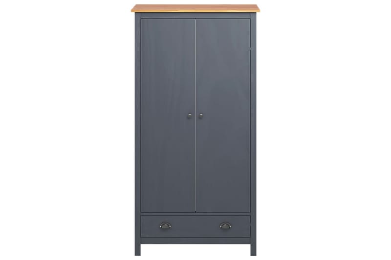 Klædeskab 2 Døre Hill Range 89x50x170cm Massivt Fyrretræ Grå - Opbevaring - Tøjopbevaring - Garderobeskabe