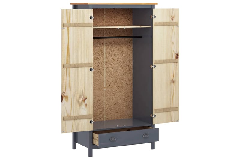 Klædeskab 2 Døre Hill Range 89x50x170cm Massivt Fyrretræ Grå - Opbevaring - Tøjopbevaring - Garderobeskabe