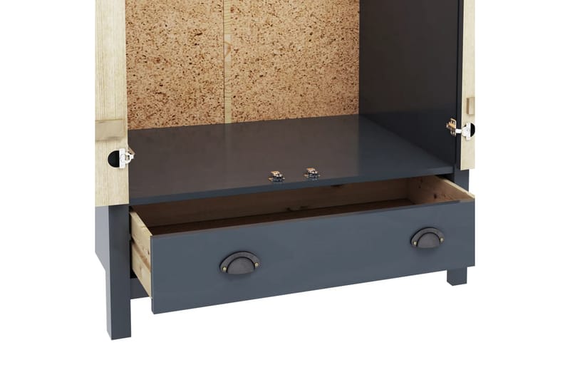 Klædeskab 2 Døre Hill Range 89x50x170cm Massivt Fyrretræ Grå - Opbevaring - Tøjopbevaring - Garderobeskabe