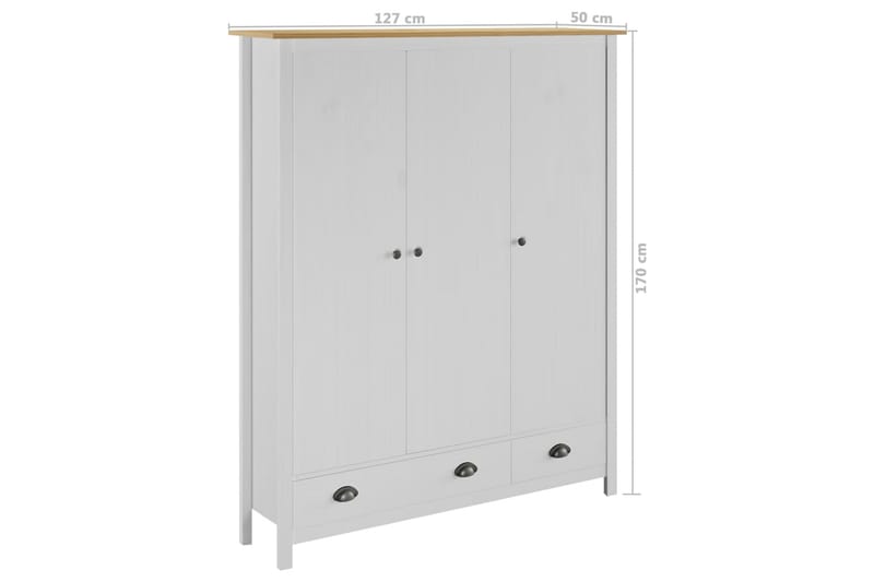 Klædeskab 3 Döre Hill Range 127X50X170cm Massivt Fyrretræ - Opbevaring - Tøjopbevaring - Garderobeskabe