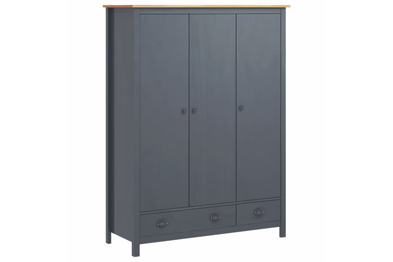 Klædeskab 3 Døre Hill Range 127x50x170 cm Fyrretræ Grå - Opbevaring - Tøjopbevaring - Garderobeskabe