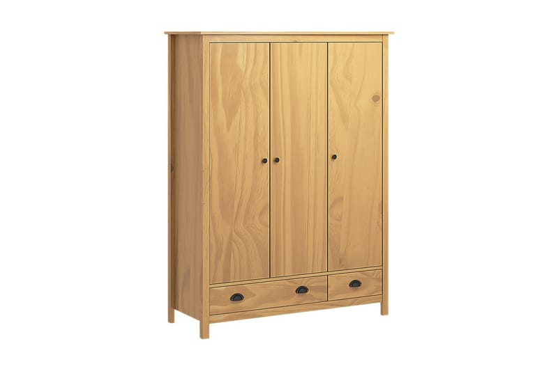 Klædeskab 3 Døre Hill Range 127x50x170 cm Massivt Fyrretræ - Opbevaring - Tøjopbevaring - Garderobeskabe