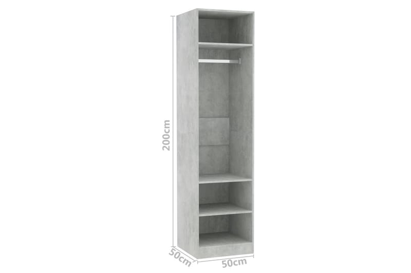 klædeskab 50 x 50 x 200 cm spånplade betongrå - Opbevaring - Tøjopbevaring - Garderobeskabe