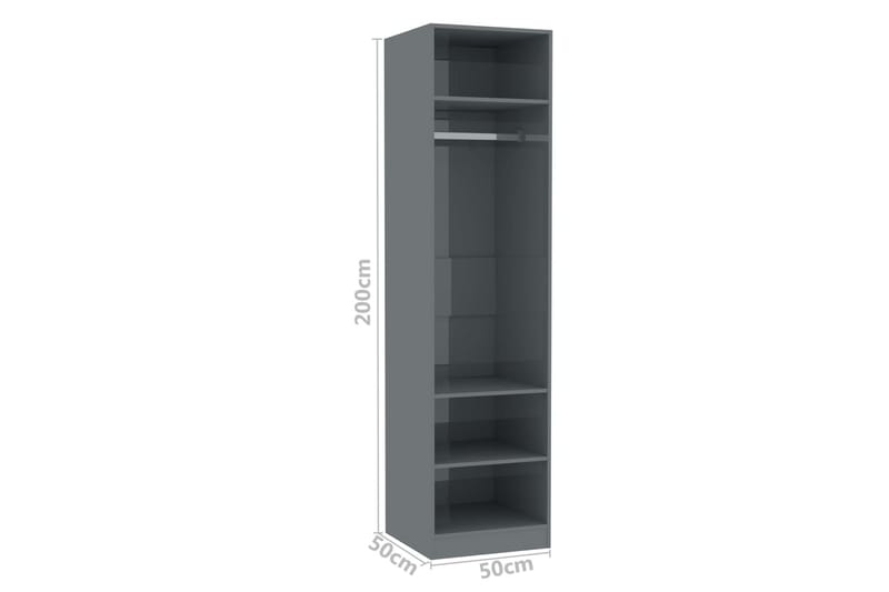 klædeskab 50 x 50 x 200 cm spånplade grå højglans - Opbevaring - Tøjopbevaring - Garderobeskabe