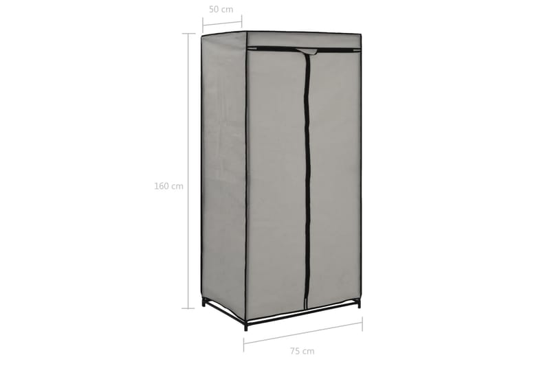 Klædeskab 75 X 50 X 160 Cm Grå - Grå - Opbevaring - Tøjopbevaring - Garderobeskabe