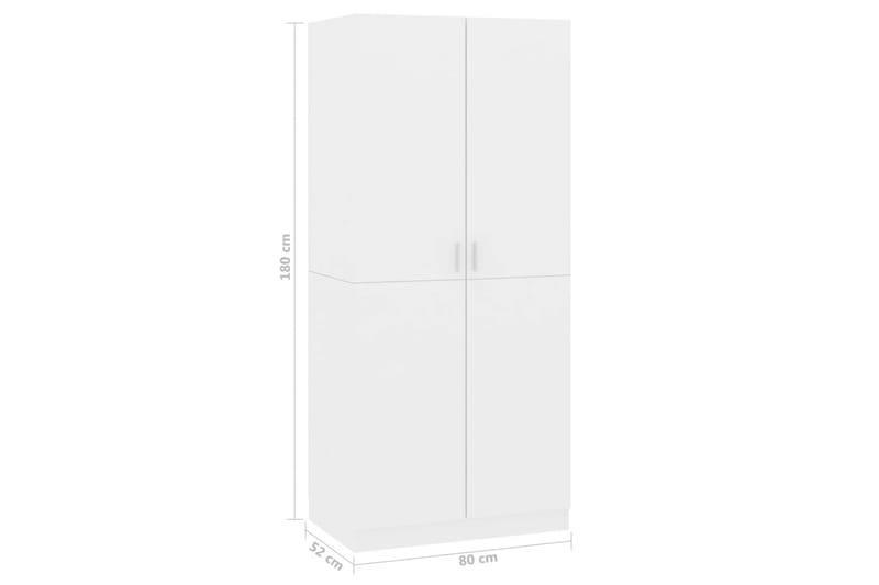 Klædeskab 80 X 52 X 180 Cm Spånplade Hvid Højglans - Hvid - Garderobeskabe - Garderobeskab & klædeskab