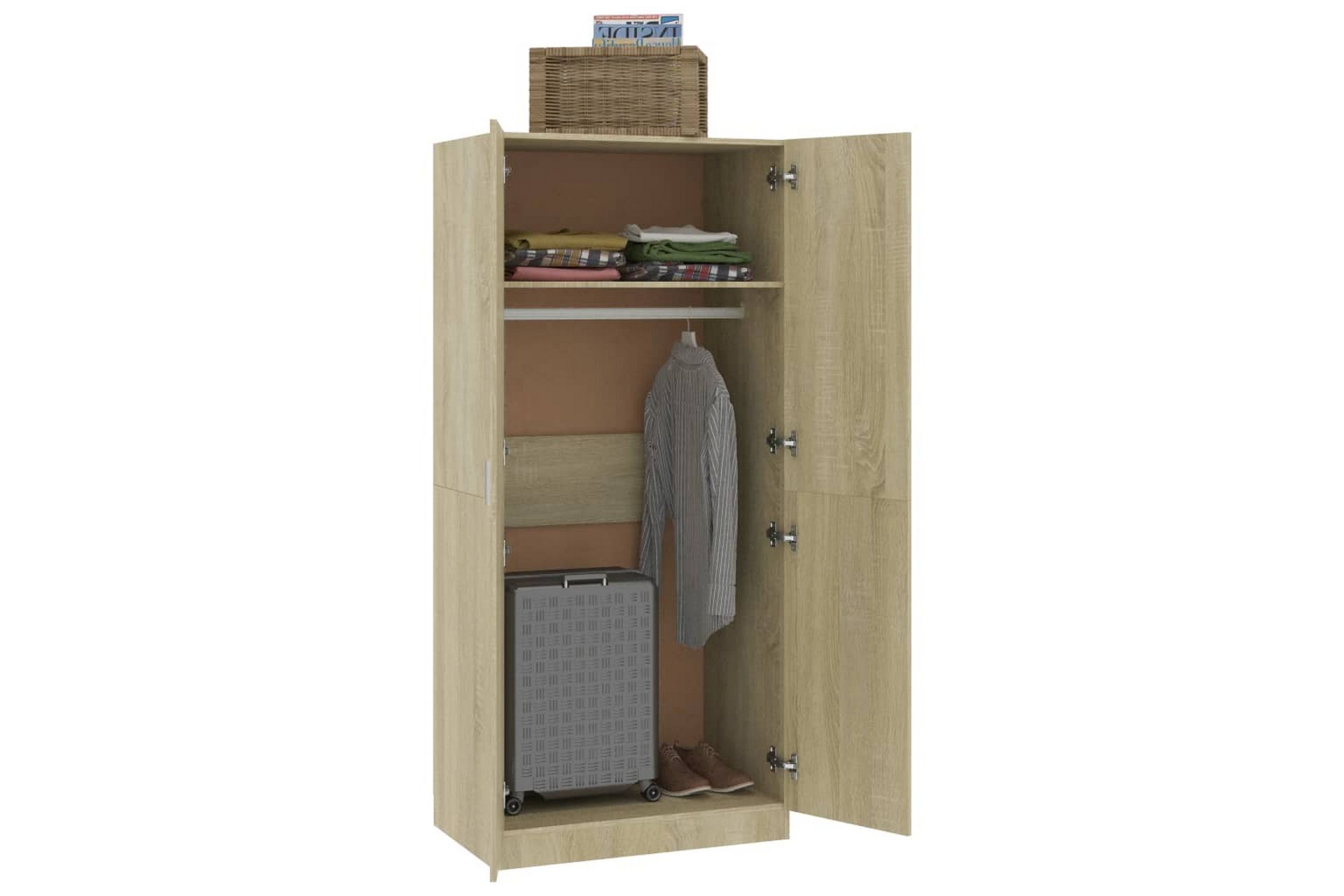 Klædeskab 80 X 52 X 180 Cm Spånplade Sonoma-Eg - Brun - Opbevaring - Tøjopbevaring - Garderobeskabe