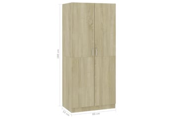 Klædeskab 80 X 52 X 180 Cm Spånplade Sonoma-Eg - Brun - Opbevaring - Tøjopbevaring - Garderobeskabe