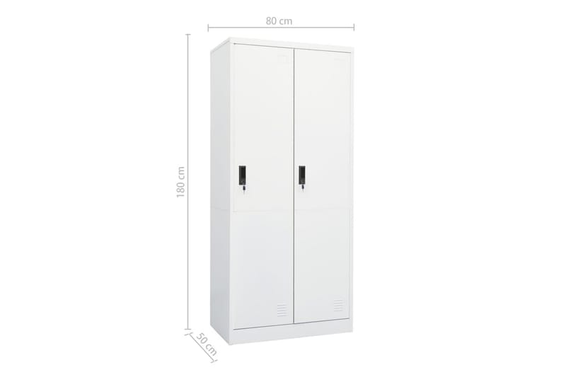 klædeskab 80x50x180 cm stål hvid - Hvid - Opbevaring - Tøjopbevaring - Garderobeskabe