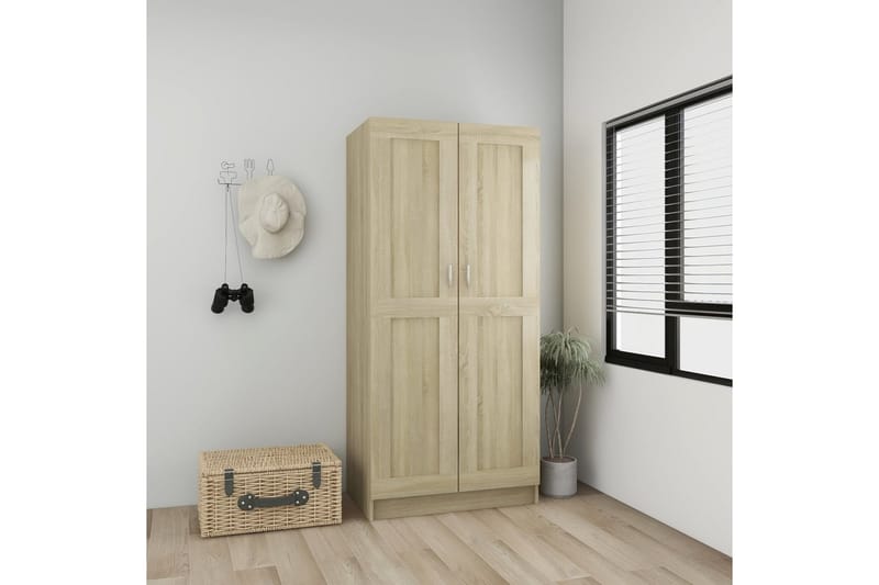 klædeskab 82,5x51,5x180 cm spånplade sonoma-eg - Brun - Opbevaring - Tøjopbevaring - Garderobeskabe