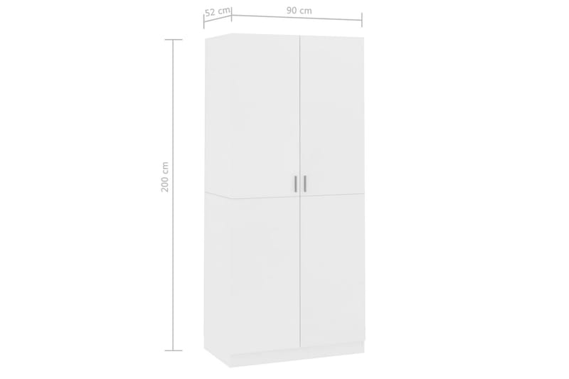 Klædeskab 90 X 52 X 200 Cm Spånplade Hvid - Hvid - Garderobeskabe - Garderobeskab & klædeskab