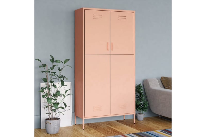 klædeskab 90x50x180 cm stål lyserød - Lyserød - Opbevaring - Tøjopbevaring - Garderobeskabe