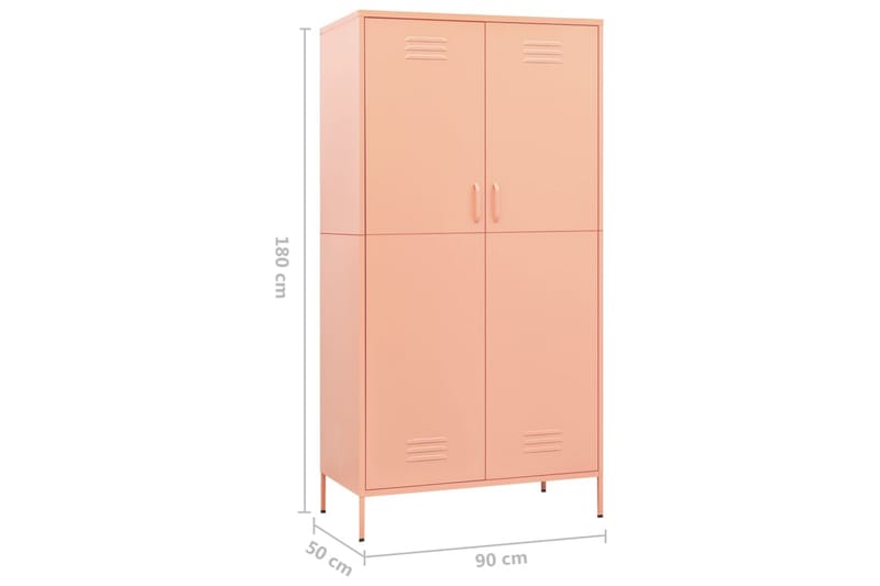 klædeskab 90x50x180 cm stål lyserød - Lyserød - Opbevaring - Tøjopbevaring - Garderobeskabe