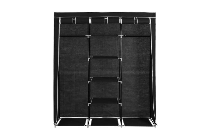 Klædeskab Med Rum Og Tøjstænger 150 X 45 X 175 Cm Stof Sort - Sort - Opbevaring - Tøjopbevaring - Garderobeskabe