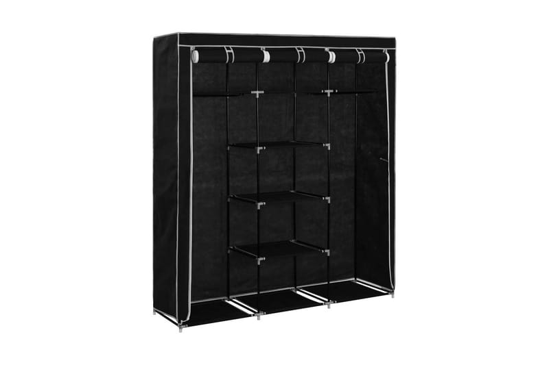 Klædeskab Med Rum Og Tøjstænger 150 X 45 X 175 Cm Stof Sort - Sort - Opbevaring - Tøjopbevaring - Garderobeskabe