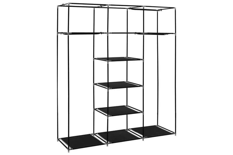Klædeskab Med Rum Og Tøjstænger 150 X 45 X 175 Cm Stof Sort - Sort - Opbevaring - Tøjopbevaring - Garderobeskabe