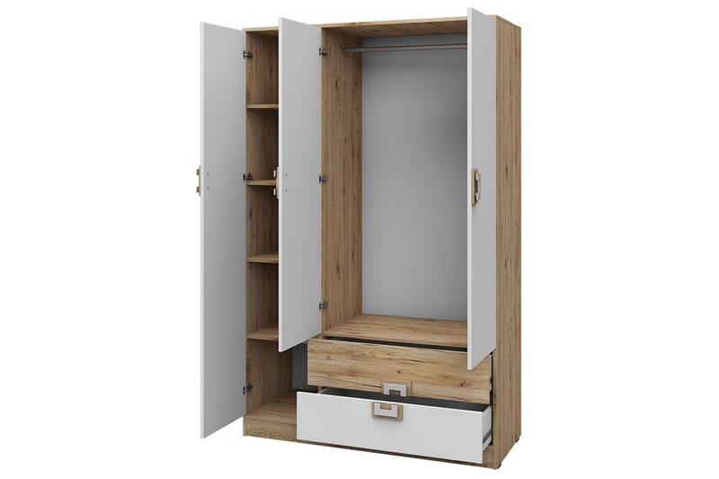 Klacksberg garderobe 120x50x190 cm - Beige / Hvid - Opbevaring - Tøjopbevaring - Garderobeskabe