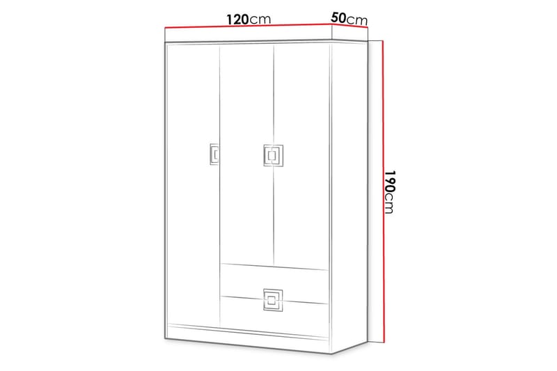 Klacksberg garderobe 120x50x190 cm - Beige / Hvid - Opbevaring - Tøjopbevaring - Garderobeskabe