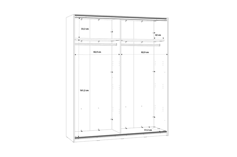 Kocherinovo Garderobe 62x171 cm - Brun/Grå - Opbevaring - Tøjopbevaring - Garderobeskabe