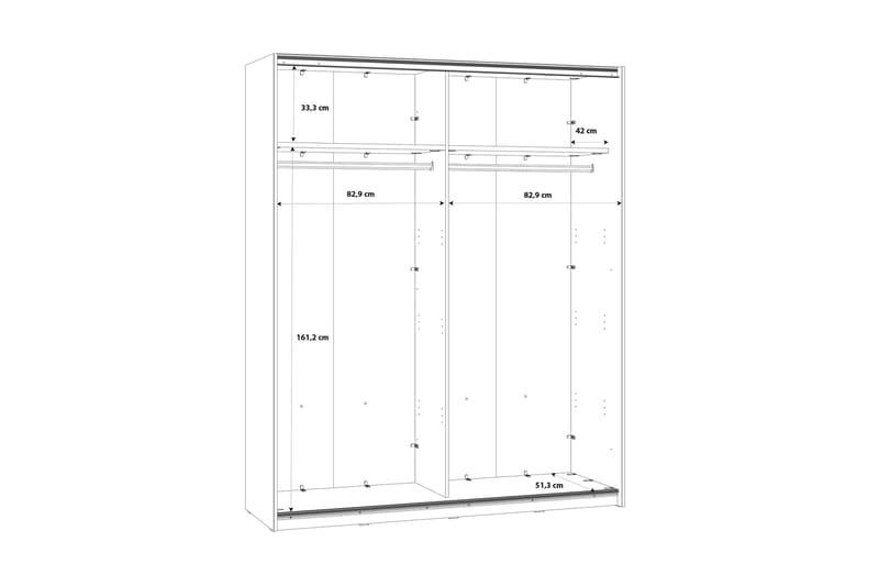 Kocherinovo Garderobe 62x171 cm - Brun/Grå - Opbevaring - Tøjopbevaring - Garderobeskabe