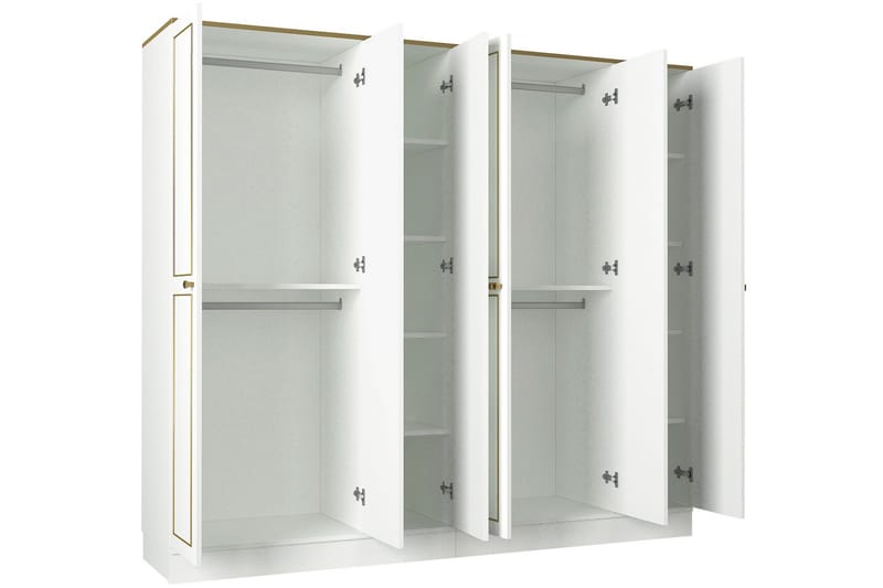 Kodra Garderobe 210 cm - Hvid|Guld - Garderobeskab & klædeskab - Garderobeskabe