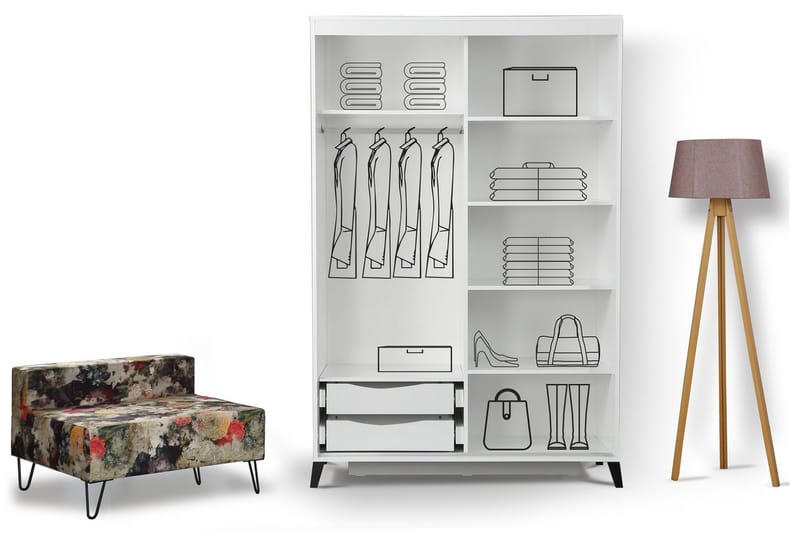 Komfortabel garderobe 130 - Hvid - Opbevaring - Tøjopbevaring - Garderobeskabe
