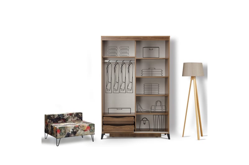 Komfortabel garderobe 140 - Valnød - Opbevaring - Tøjopbevaring - Garderobeskabe